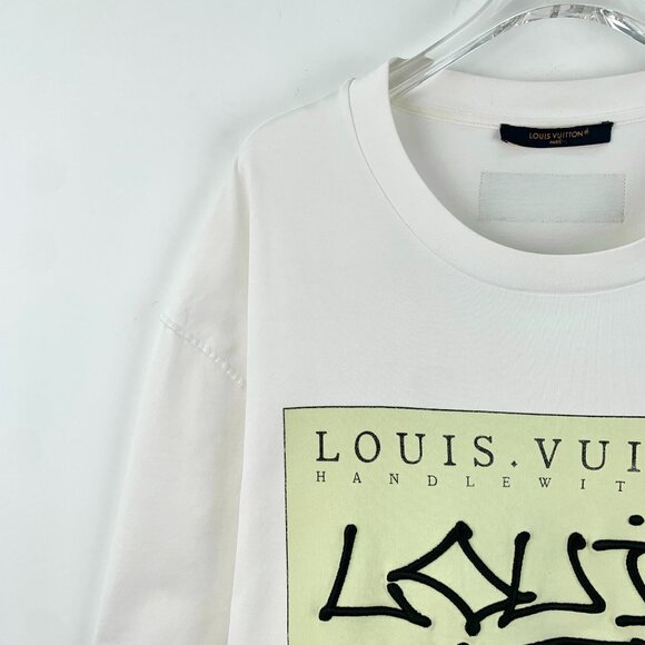 Louis Vuitton White Graphic Print T-Shirt XXL 100% Cotton Made In Italy - Picture 7 of 8